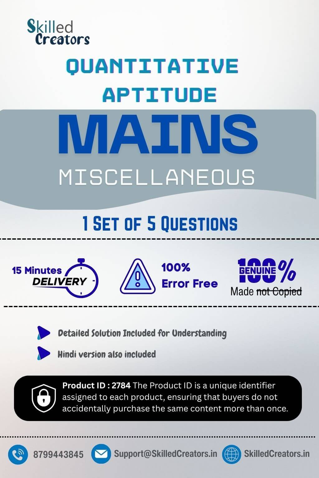 Mains Miscellaneous Questions Quant -1 Set (Product Id-2784)