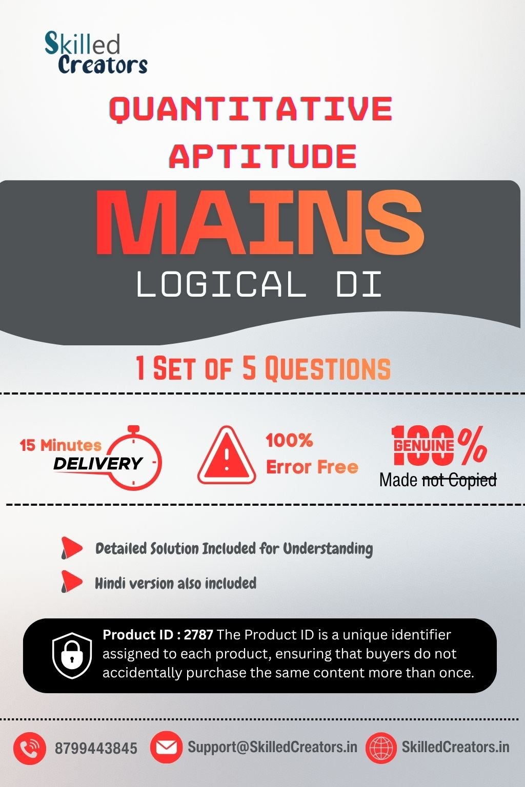 Data Interpretation Mains : Logical - 1 Set (Product Id-2787)